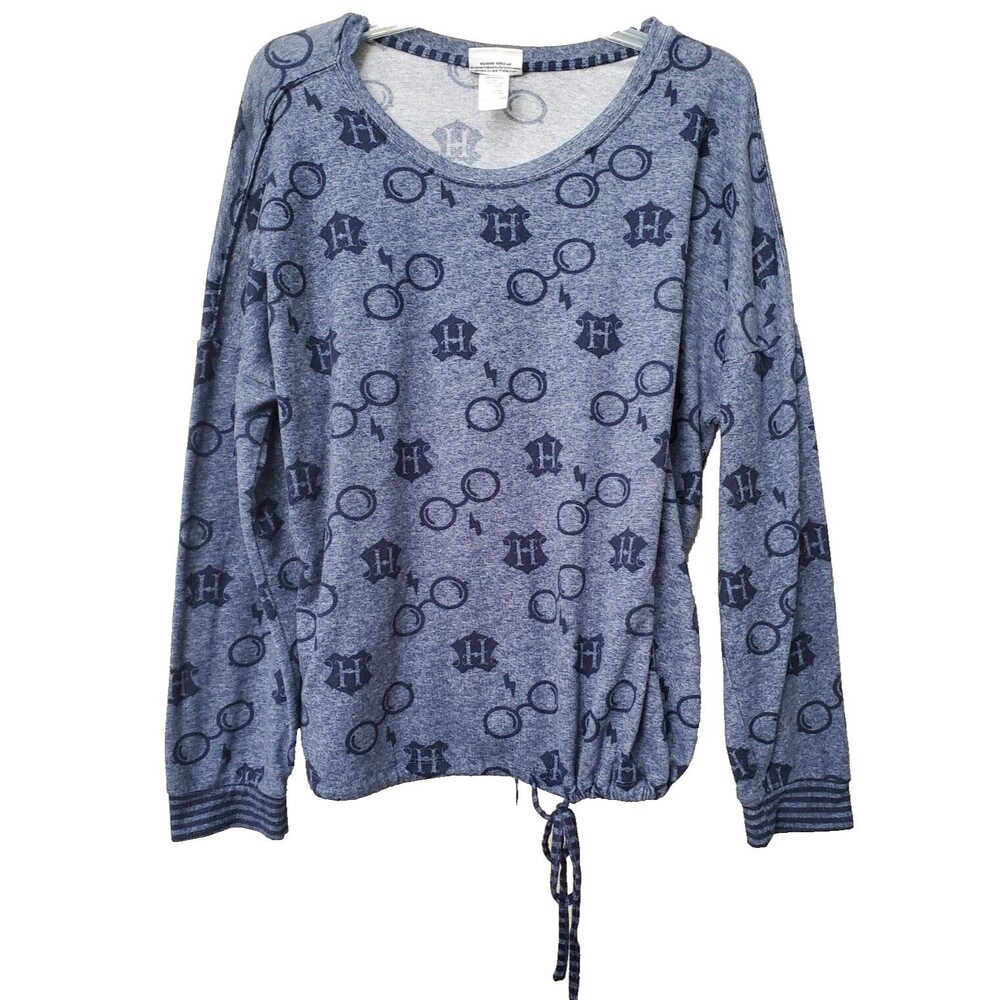 Wizarding World Of Harry Potter Blue Super Soft Knit Tie Waist Pajama Top Sz XL